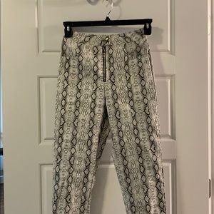 Crocodile style leather pants